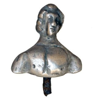 Very Rare Roman Silver & Iron Male Bust Ornament Applique Nail Ca 200 - 300 Ad