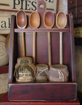Primitive Wood Bowl/crock Rack Made By Hubby - Hang Or Use Tabletop