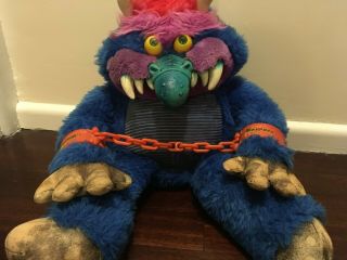 1986 My Pet Monster Vintage Plush Toy With Hand Cuffs / Shackles Amtoy