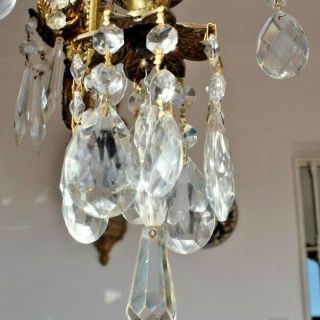 ANTIQUE FRENCH GILDED CRYSTAL LARGE CHANDELIER 10