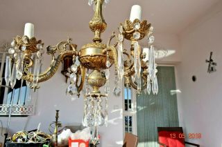 ANTIQUE FRENCH GILDED CRYSTAL LARGE CHANDELIER 2
