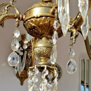 ANTIQUE FRENCH GILDED CRYSTAL LARGE CHANDELIER 9