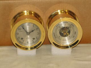 CHELSEA VINTAGE SHIPS BELL CLOCK/BAROMETER SET 1977 RESTORED 2