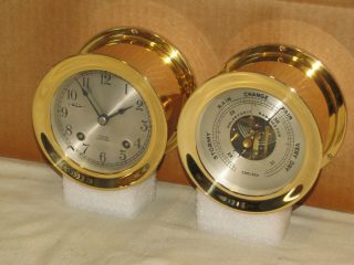 CHELSEA VINTAGE SHIPS BELL CLOCK/BAROMETER SET 1977 RESTORED 3