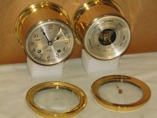 CHELSEA VINTAGE SHIPS BELL CLOCK/BAROMETER SET 1977 RESTORED 9