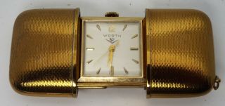 Outstanding Rare Vintage Worth Lacher 17j Travel Clock 1950’s Germany