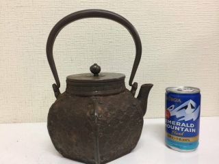 Tetsubin Teapot Tea Kattle Japanese Antique Iron Japan T403