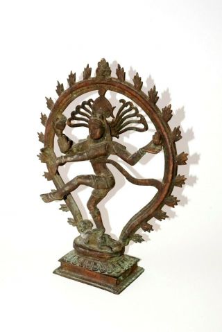 20C Indian Shiva Nataraja Sacred Dance Motif Casted Bronze Sculpture (Nap) 2