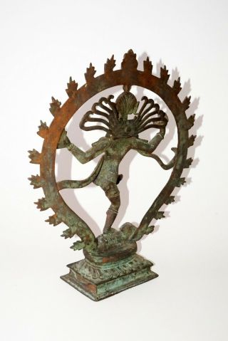 20C Indian Shiva Nataraja Sacred Dance Motif Casted Bronze Sculpture (Nap) 4