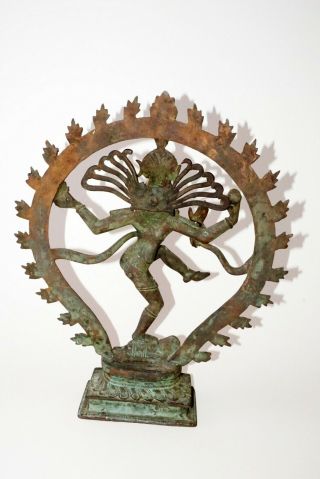 20C Indian Shiva Nataraja Sacred Dance Motif Casted Bronze Sculpture (Nap) 5