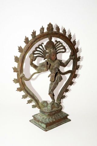 20C Indian Shiva Nataraja Sacred Dance Motif Casted Bronze Sculpture (Nap) 7