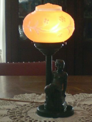 Vintage Art Deco Nude Woman Frankart Lamp Leaning On A Lamp Post