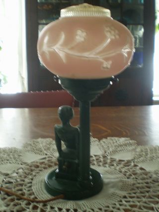 VINTAGE ART DECO NUDE WOMAN FRANKART LAMP LEANING ON A LAMP POST 3