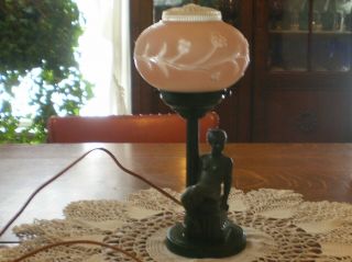 VINTAGE ART DECO NUDE WOMAN FRANKART LAMP LEANING ON A LAMP POST 4