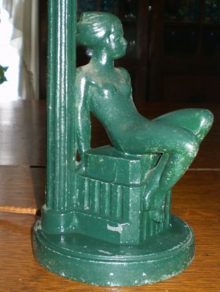 VINTAGE ART DECO NUDE WOMAN FRANKART LAMP LEANING ON A LAMP POST 6