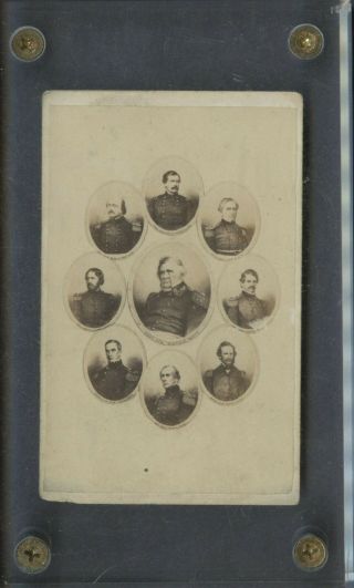 Civil War Generals Cdv W/ Winfield - Scott Wool Mcclellan Banks Dix,