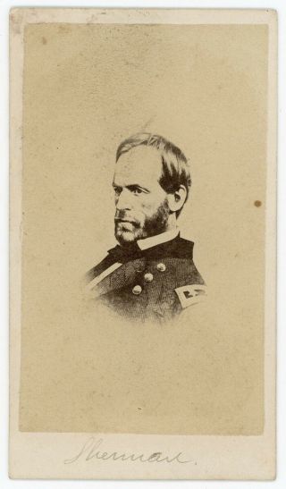 General William Tecumseh Sherman Vintage Civil War Maine Cdv Photo Of Lithograph