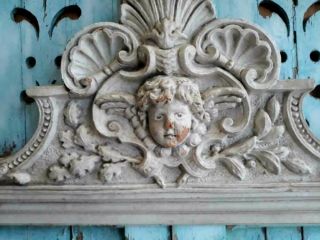Great,  Antique French victorian ornament,  paper - maché,  Angel face,  1850 - 1880 2