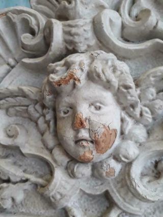 Great,  Antique French victorian ornament,  paper - maché,  Angel face,  1850 - 1880 7