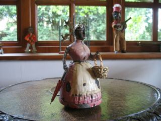 Gunthermann Woman Black Memorabilia Rare Antique Germany Tin Windup Toy Tinplate