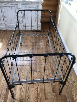 Antique Victorian Iron Baby Bed/day Crib