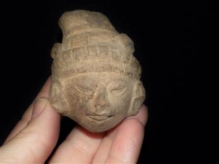 Pre - Columbian Mayan Head Fragment,  Mesoamerica Pottery