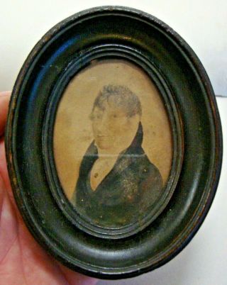 Dated 1805 George Iii Portrait Miniature Of Young Gentleman Watercolour On Card