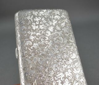 Fine Antique Victorian 1882 Sterling Silver Heavy Hand Chased Card Case London 10