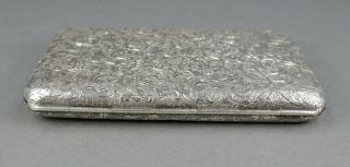 Fine Antique Victorian 1882 Sterling Silver Heavy Hand Chased Card Case London 12