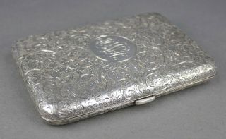 Fine Antique Victorian 1882 Sterling Silver Heavy Hand Chased Card Case London 5