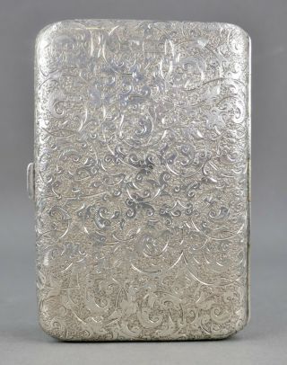 Fine Antique Victorian 1882 Sterling Silver Heavy Hand Chased Card Case London 8