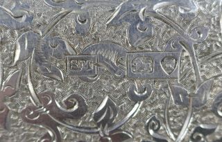 Fine Antique Victorian 1882 Sterling Silver Heavy Hand Chased Card Case London 9