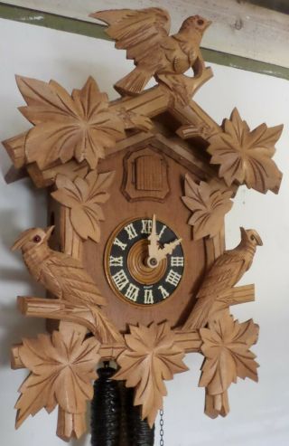 Large Breathtaking German Black Forest Eduard Herr Unusual 3 Bird Cuckoo Clock