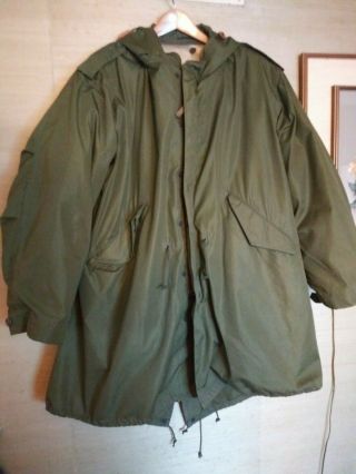 Vintage Us Military M - 1951 Fishtail Hooded Parka M51 Army Coat W / Liner Sz Med