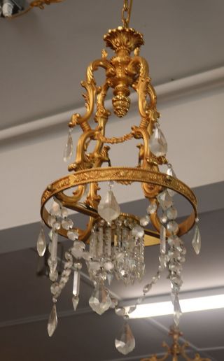 Gorgeous Solid Bronze Cut Crystal Bathroom petite French Chandelier Dore Gold 4