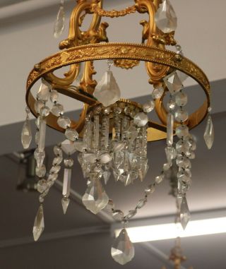 Gorgeous Solid Bronze Cut Crystal Bathroom petite French Chandelier Dore Gold 5