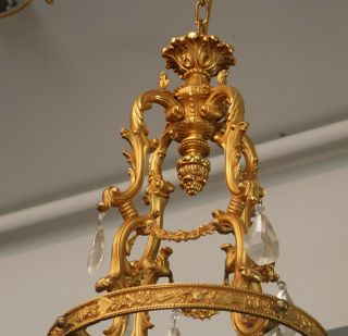 Gorgeous Solid Bronze Cut Crystal Bathroom petite French Chandelier Dore Gold 6