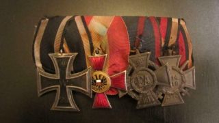 German Officer 4 Place Medal Bar Iron Cross,  Hanseatic,  Frederich August,  Hindy