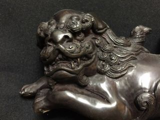 Vintage Or Antique Large Cast Bronze Detailed Foo Fu Dog Lion Statue Figurine Fs