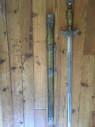Antique Chinese Sword With Scabbard Made Of Ray Skin