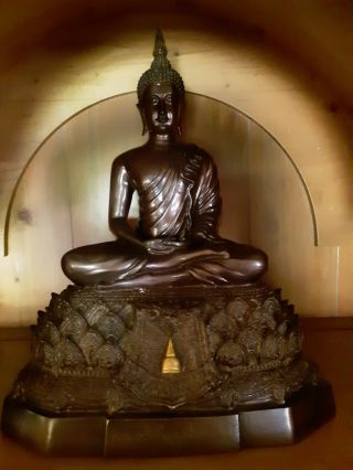 Thai Doi SuThep Heavy Bronze Seated Buddha on Stepped Base (Bun) 2