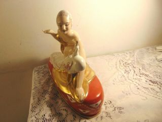 RARE Art Deco Nude Lady With Peacock Aladin Luxe Perfume Lamp France 2