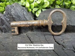 Old Rare Vintage Antique Civil War Relic Skeleton Key Recovered Confederate Camp