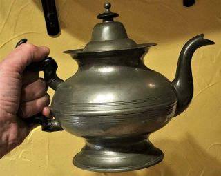 Antique American Pewter Teapot,  Roswell Gleason,  c.  1850 5