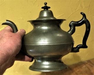 Antique American Pewter Teapot,  Roswell Gleason,  c.  1850 8