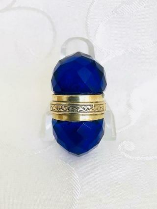 Antique Cobalt Blue Cut Glass Perfume Scent Bottle Circa 1880
