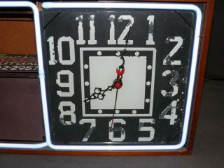 VINTAGE ACTION NEON AD CLOCK SIGN WITH FLIP OVER MESSAGES NEON TUBE LIT,  ANTIQUE 4