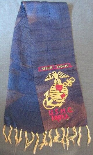 Korean War Period,  " Us Marine Corps/korea " Souvenir Scarf