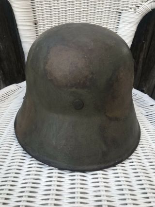 WW1 - WW2 GERMAN MODEL 1917 HELMET W/ CAMO PAINT & Liner 4