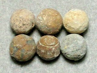 6 Civil War Relic.  44 Caliber Round Pistol Balls For Colt Or Other Period.  44